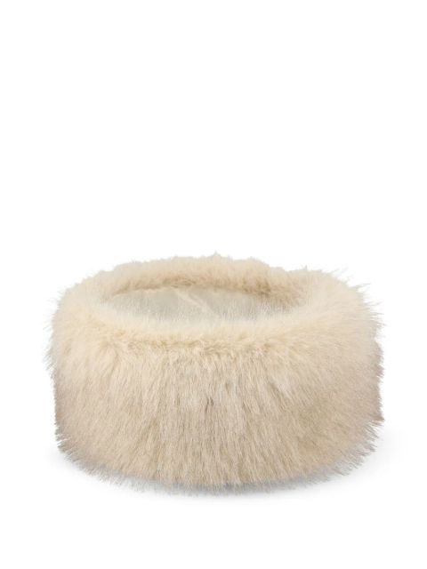 Valentino Garavani faux-fur logo-plaque hat - Neutrals