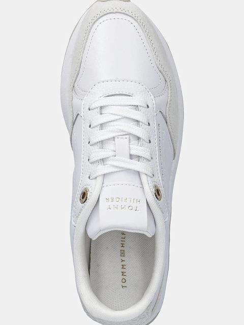 Tommy Hilfiger sneakersy skórzane MONOGRAM MIX MATERIAL RUNNER damskie kolor biały FW0FW09267