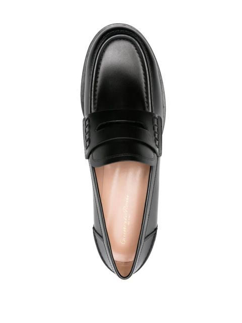 Gianvito Rossi round-toe leather loafers - Black