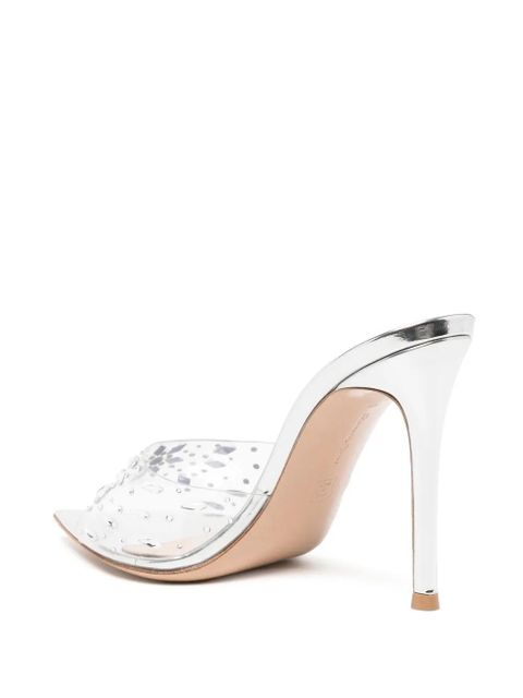 Gianvito Rossi crystal-embellished transparent mules - Silver - zdjęcie produktu nr 2