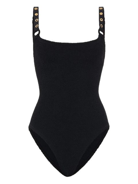 Hunza G Melody eyelet-detail swimsuit - Black - zdjęcie produktu nr 1
