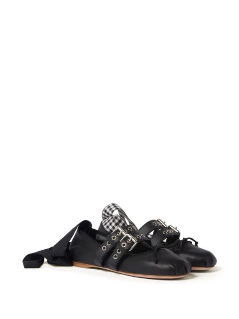 Miu Miu buckled leather ballerina shoes - Black - zdjęcie produktu nr 2