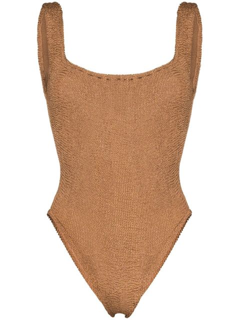 Hunza G square-neck crinkle-effect swimsuit - Brown - zdjęcie produktu nr 1