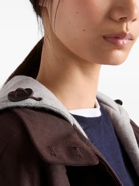 Prada hooded rush-stitch jacket - Brown