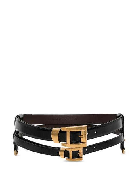 Versace double-strap leather belt - Black - zdjęcie produktu nr 1