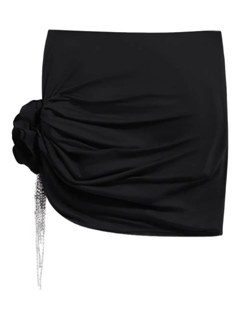 AREA crystal-embellished draped mini skirt - Black