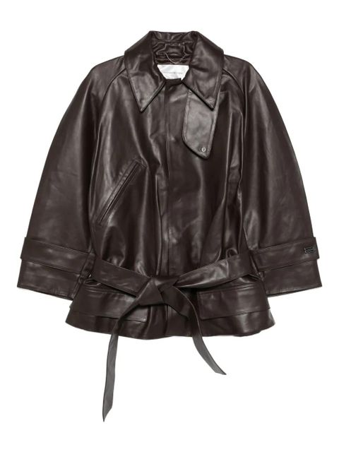 Victoria Beckham belted leather coat - Brown - zdjęcie produktu nr 1