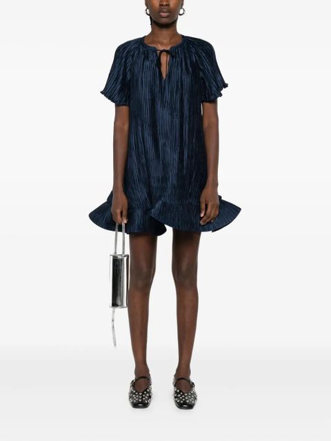 Simkhai plissé ruffled mini dress - Blue