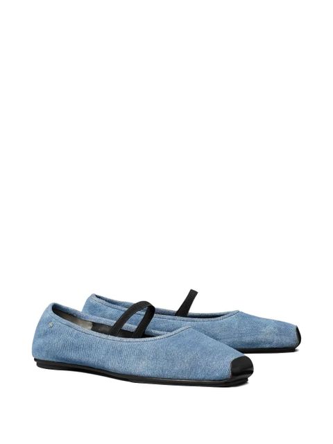 Tory Burch denim elastic-strap ballet flats - Blue - zdjęcie produktu nr 2