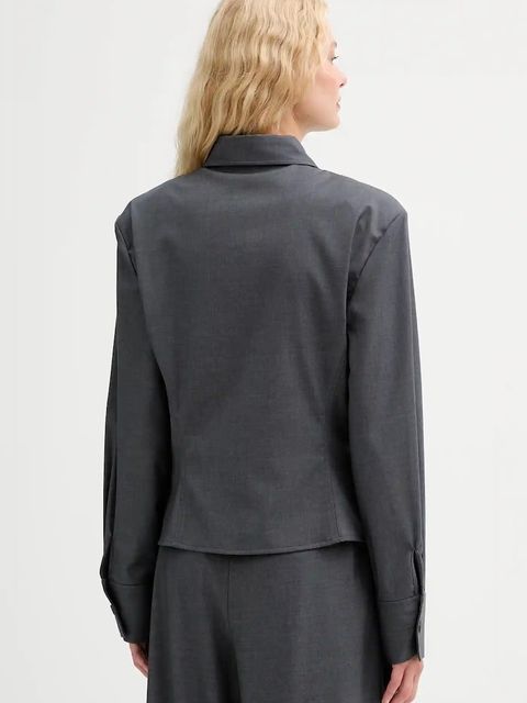 ISABELLE BLANCHE koszula z wełną damska kolor szary regular z kołnierzykiem klasycznym IS25FW-C037-T002