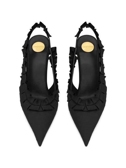 Saint Laurent Madeleine ruffled slingback pumps - Black