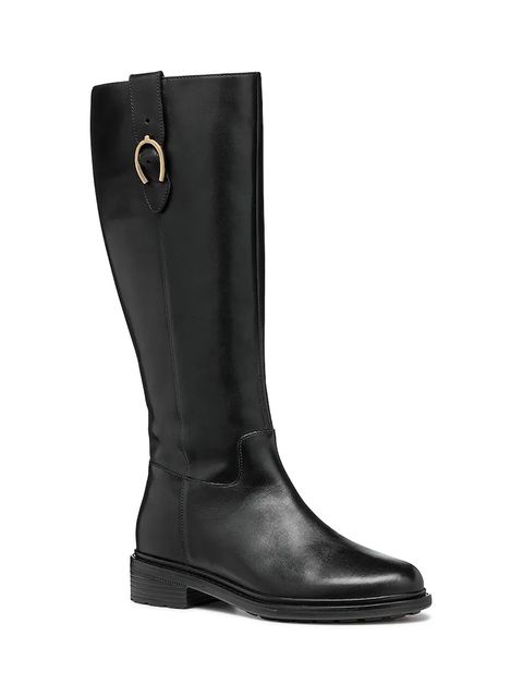 Geox kozaki skórzane D WALK PLEASURE damskie kolor czarny na płaskim obcasie D46TGD 00043 C9999 - zdjęcie produktu nr 2