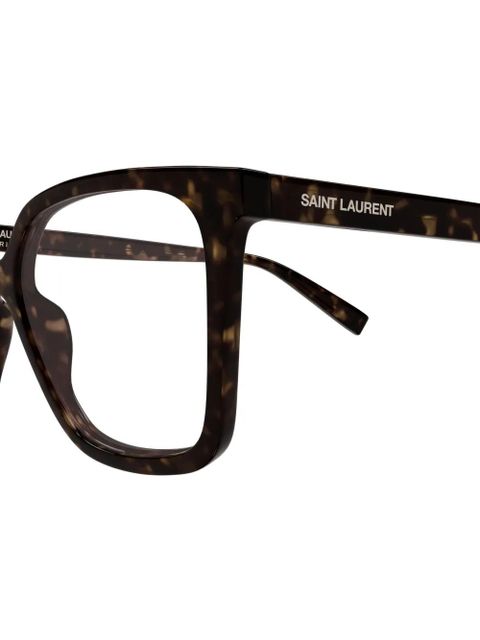 Saint Laurent Eyewear tortoiseshell-effect square-frame glasses - Brown