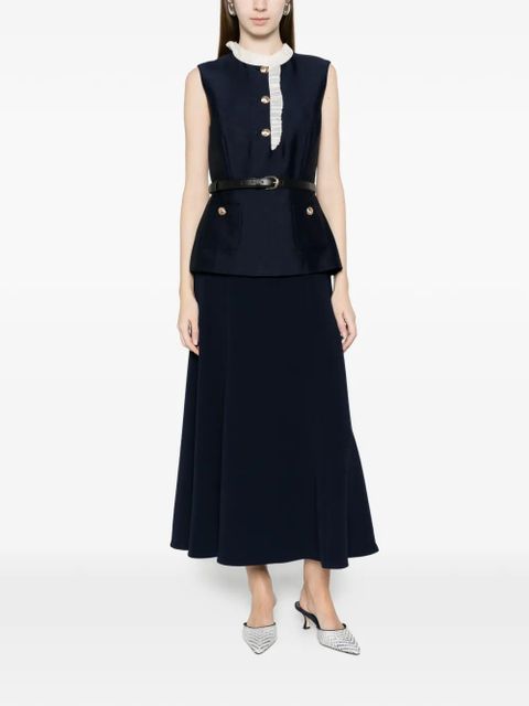 Self-Portrait ruffle-trim belted dress - Blue - zdjęcie produktu nr 2