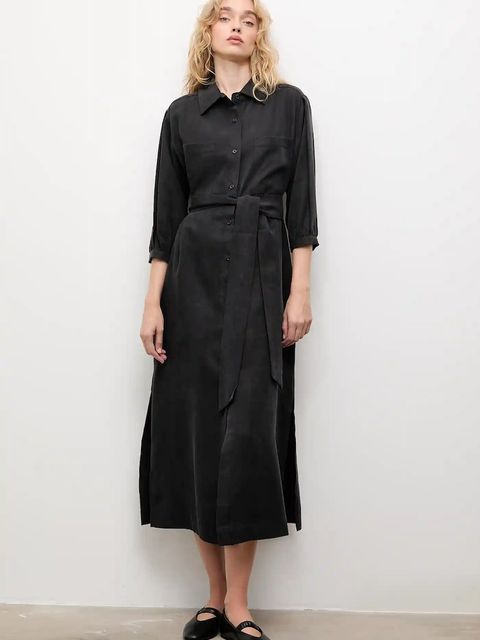 Answear.LAB sukienka kolor czarny midi prosta