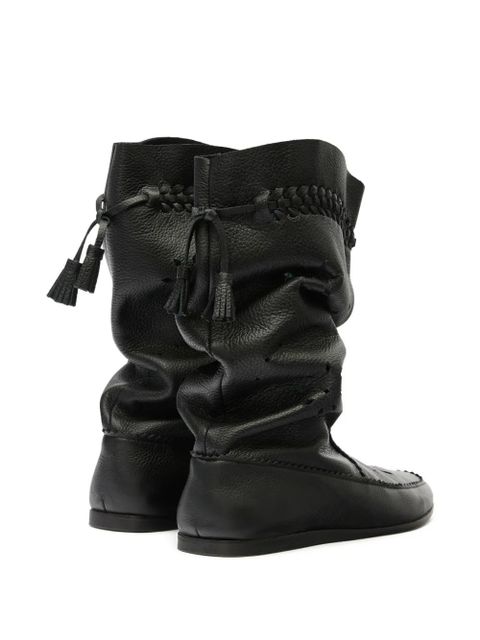 ISABEL MARANT tassel braided leather boots - Black