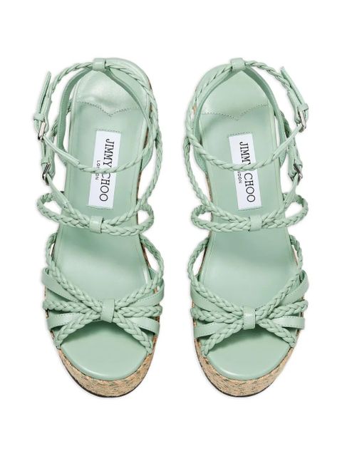 Jimmy Choo Nyra braided-effect platform sandals - Green