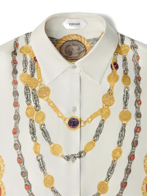 Versace printed silk twill shirt - Neutrals