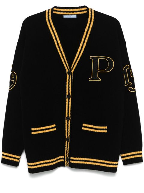 Prada logo-appliquéd cardigan - Black