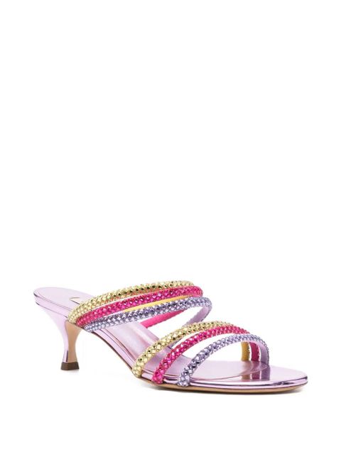 Casadei crystal-embellished metallic sandals - Purple - zdjęcie produktu nr 2