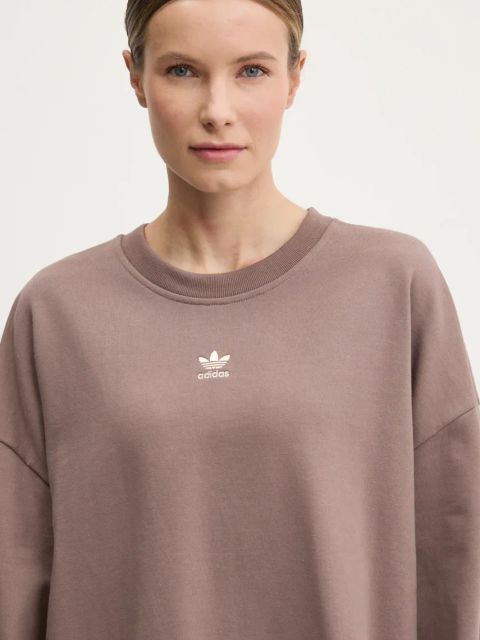 adidas Originals bluza Essential damska kolor brązowy gładka JD1982