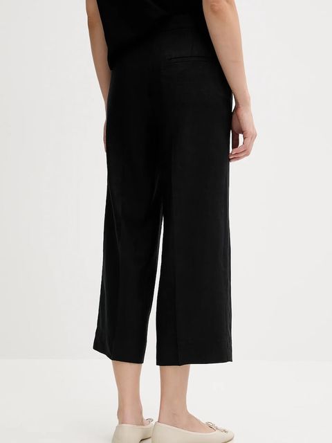 United Colors of Benetton spodnie lniane damskie kolor czarny proste high waist 4AGHDF08M