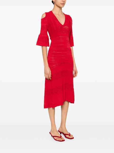 TWINSET punched-knit midi dress - Red