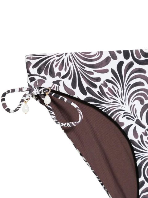TWINSET botanical-print side-tie bikini bottoms - White