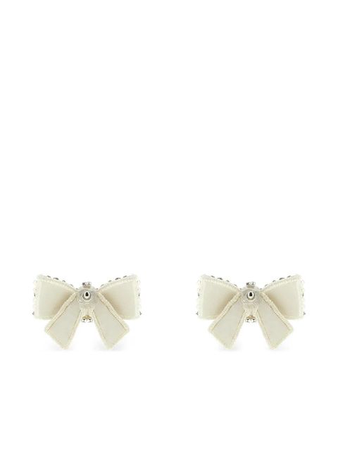 Self-Portrait pearl bow-shape earrings - Neutrals