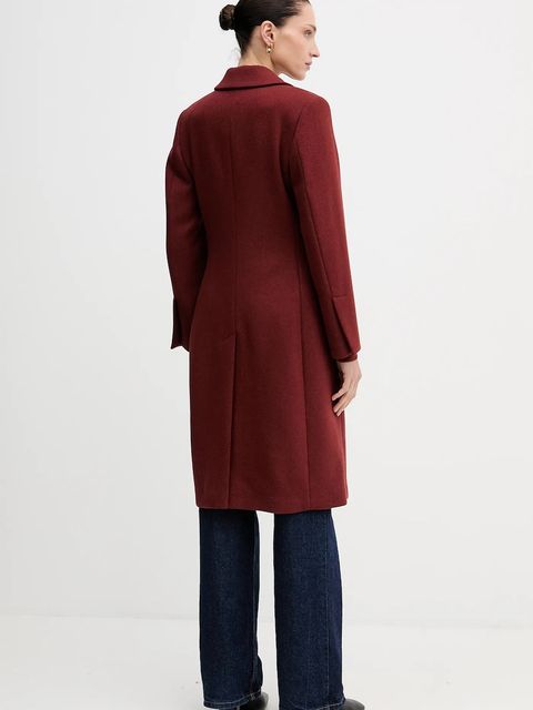 Sisley płaszcz wełniany kolor bordowy przejściowy 2JJYLN04Z - zdjęcie produktu nr 2