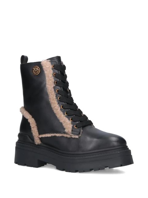 PINKO lace-up shearling trim boots - Black - zdjęcie produktu nr 2