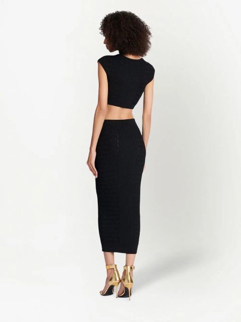 Balmain ribbed-knit pencil skirt - Black