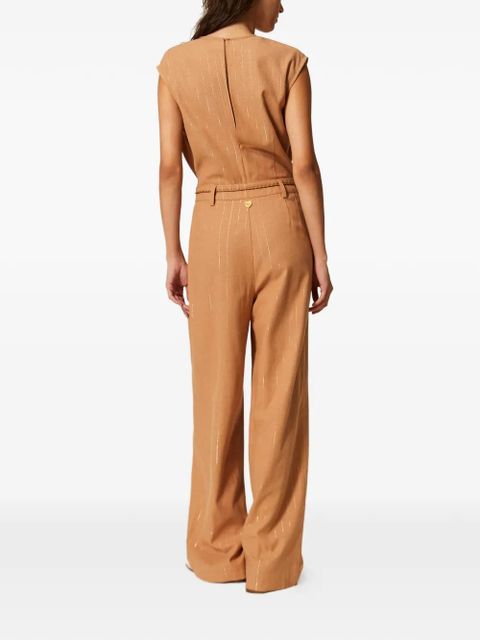 TWINSET pinstriped belted jumpsuit - Neutrals