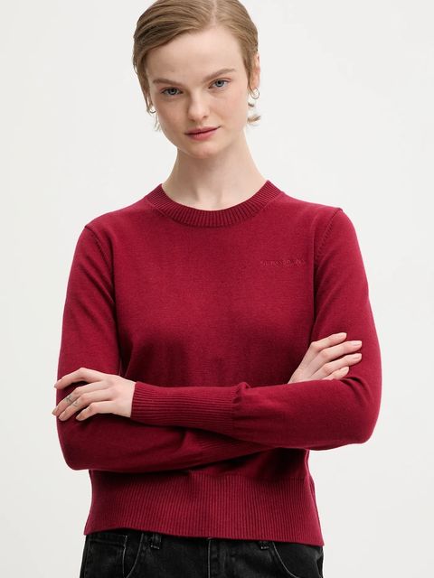 Guess Jeans sweter z domieszką wełny damski kolor bordowy W4BR83 Z3HO2 - zdjęcie produktu nr 1