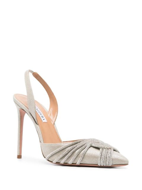 Aquazzura Aqua Gatsby 105mm leather pumps - Silver - zdjęcie produktu nr 2
