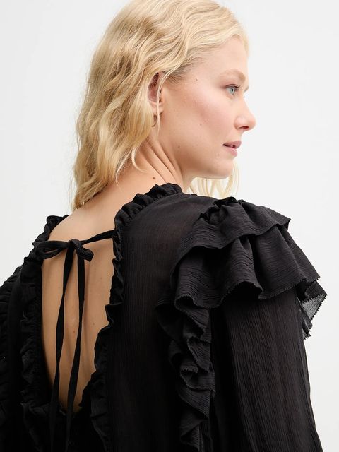 MUNTHE bluzka CRISP damska kolor czarny gładka 252100225231