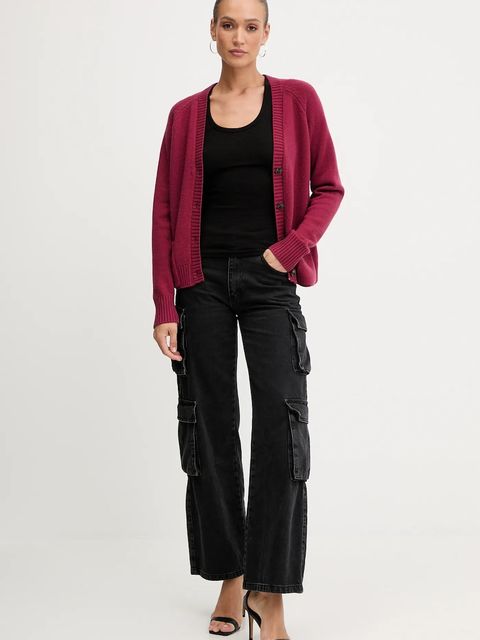 Silvian Heach kardigan z domieszką wełny MATHIS damski kolor czerwony GPA25234CD - zdjęcie produktu nr 2