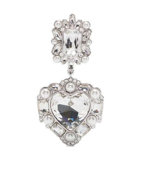 Self-Portrait crystal-pearl tiered-heart earrings - Silver - zdjęcie produktu nr 1