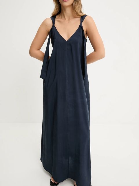 Answear.LAB sukienka kolor granatowy maxi rozkloszowana