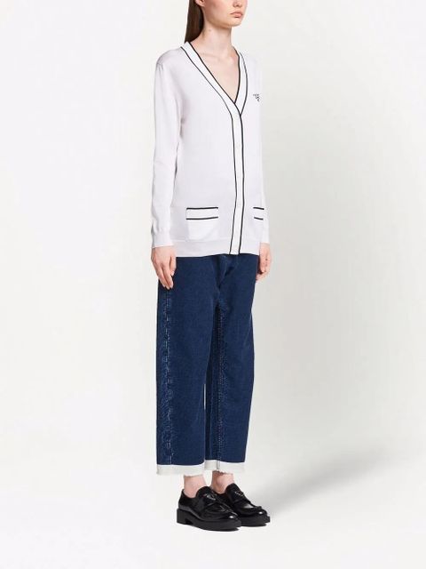Prada V-neck silk cardigan - White