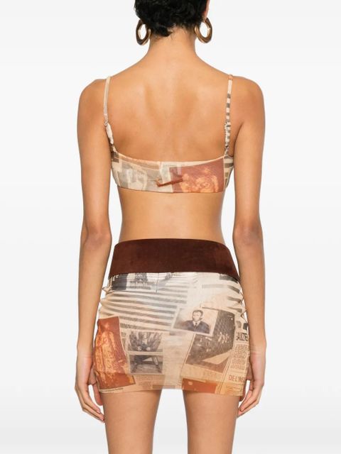 Jean Paul Gaultier newspaper-print top - Neutrals