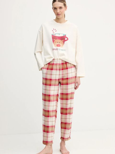 United Colors of Benetton longsleeve piżamowy damska kolor beżowy 3DKE3M07Y - zdjęcie produktu nr 2