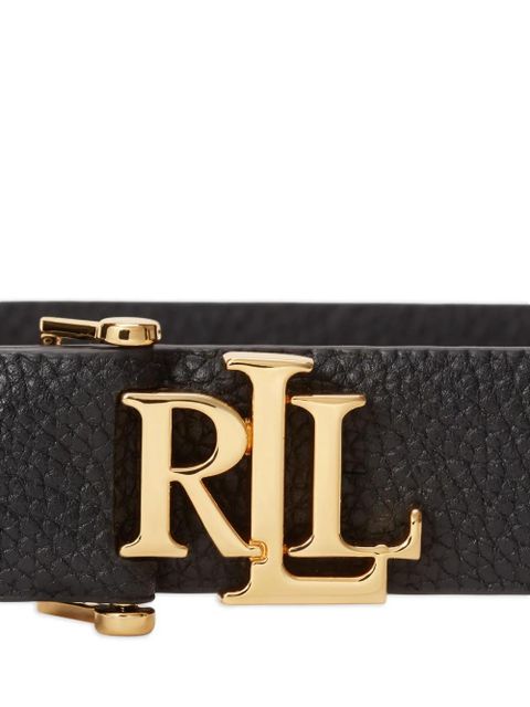 Lauren Ralph Lauren logo-plaque pebbled-leather belt - Black - zdjęcie produktu nr 2