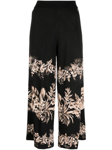 TWINSET floral-motif cropped knitted trousers - Black - zdjęcie produktu nr 1