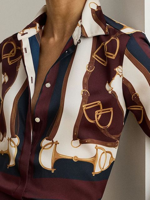 Lauren Ralph Lauren koszula damska kolor brązowy regular z kołnierzykiem klasycznym 200P03556