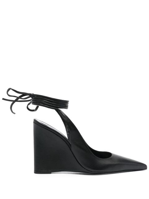 BY FAR 110mm leather wedge sandals - Black - zdjęcie produktu nr 1