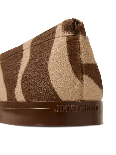Jimmy Choo Scarlett zebra-print leather ballerina flats - Brown