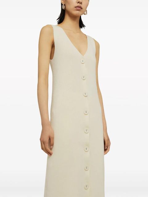 Jil Sander V-neck ribbed midi dress - White