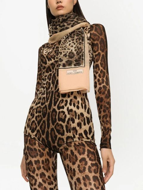 Dolce & Gabbana KIM DOLCE&GABBANA leopard-print silk scarf - Neutrals - zdjęcie produktu nr 2