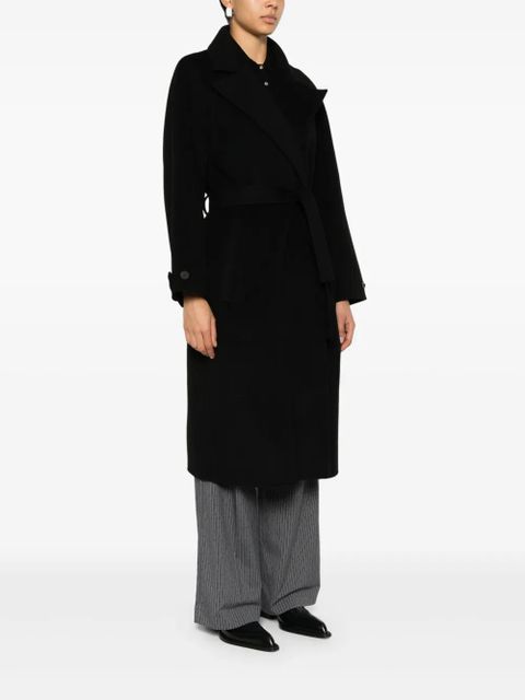 Maje long belted coat - Black